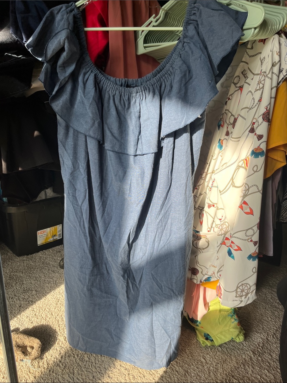 Haute Mess - Blue Off-Shoulder Ruffle Sundress